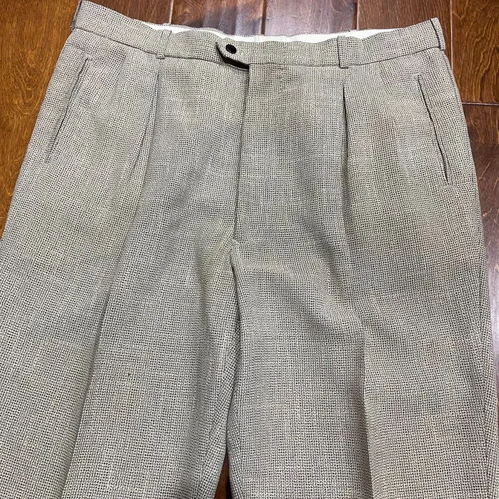 PRONTI Casual Vintage Dress Pleated Tan Brown Slacks Pants Men's Size 40 x 32